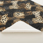 Couverture Sherpa Crème noire léopard animal abstrait (3/4)