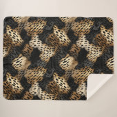 Couverture Sherpa Crème noire léopard animal abstrait (Devant (Horizontal))