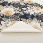 Couverture Sherpa Crème noire sauvage Léopard Animal Floral (3/4)