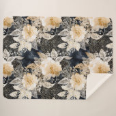 Couverture Sherpa Crème noire sauvage Léopard Animal Floral (Devant (Horizontal))