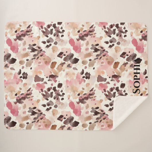 Couverture Sherpa Crème rose Brown Léopard Noël (Devant (Horizontal))