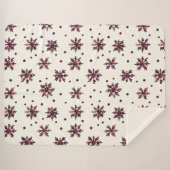 Couverture Sherpa Crème rouge bordeaux Snowflakes Noël (Devant (Horizontal))
