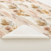 Couverture Sherpa Crème Rustique Floral Boho (3/4)