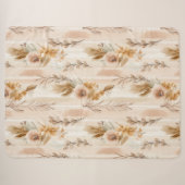 Couverture Sherpa Crème Rustique Floral Boho (Devant (Horizontal))