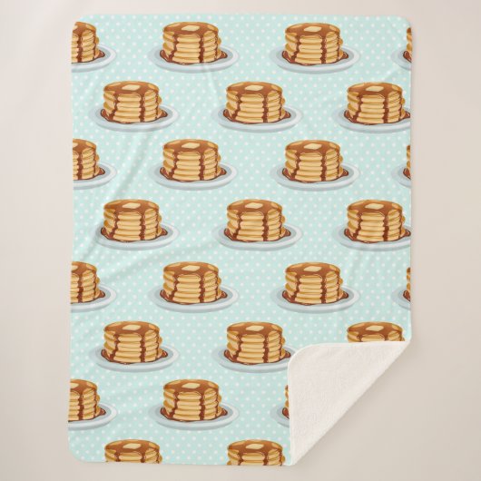 Couverture Sherpa Crêpes avec sirop d'érable et Motif Polkadot (Devant)