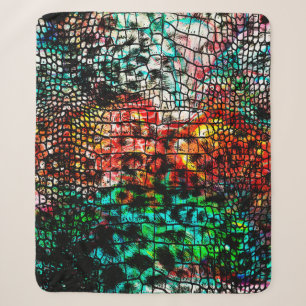 Couverture Sherpa Crocodile et léopard motif avec abstrait coloré
