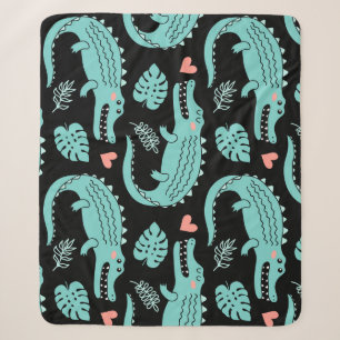 Couverture Sherpa Crocodiles de caricatures, motif mignon sans soudu