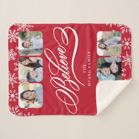 Couverture Sherpa Croire à la main Noël + Nom Photo (Devant (Horizontal))