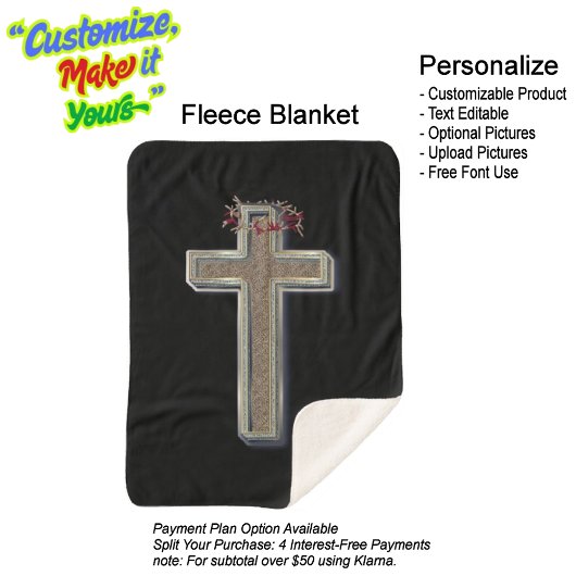 Couverture Sherpa Croix Sherpa Blanket avec Arrière - plan noir