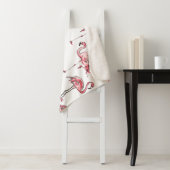 Couverture Sherpa Croquis Flamant rose : Motif Vintage tropical. (En situation)