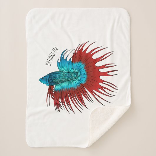Couverture Sherpa Crowntail betta fish dessin animé (Devant)