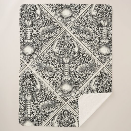 Couverture Sherpa Crustacéen en noir et blanc naturel (Devant)