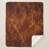 Couverture Sherpa cuir Brown textureleather, texture, arrière - plan (Devant)