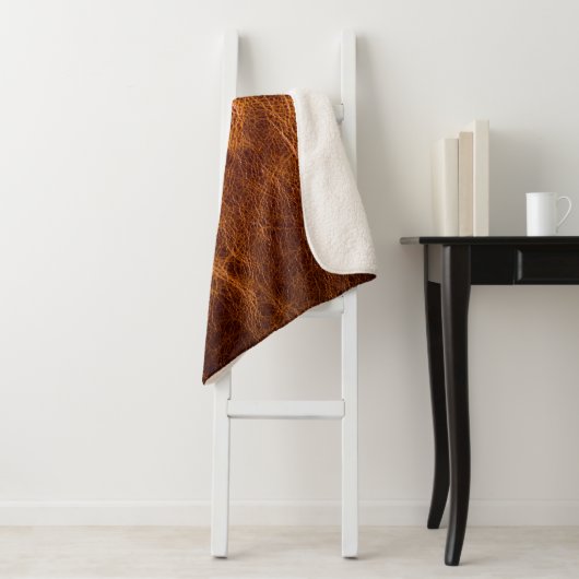 Couverture Sherpa cuir Brown textureleather, texture, arrière - plan (En situation)