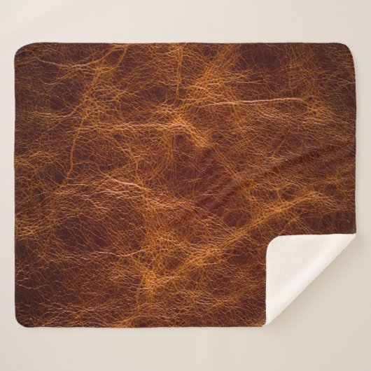 Couverture Sherpa cuir Brown textureleather, texture, arrière - plan (Devant (Horizontal))