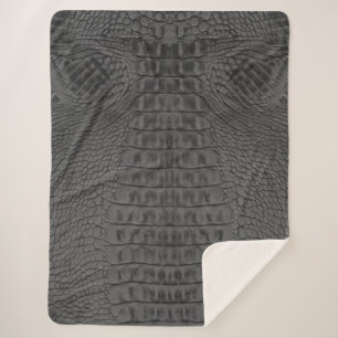Couverture Sherpa Cuir de crocodile noir 