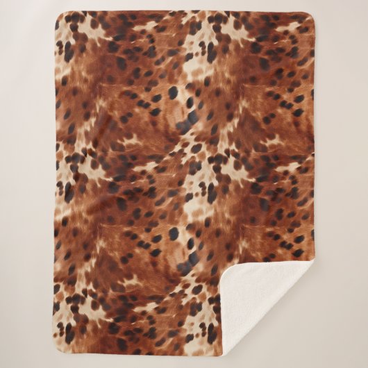 Couverture Sherpa Cuir de vache faux crème noir marron (Devant)