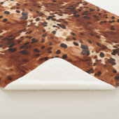 Couverture Sherpa Cuir de vache faux crème noir marron (3/4)