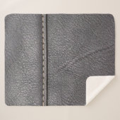 Couverture Sherpa Cuir noir cousu avec couture blanche (Devant (Horizontal))