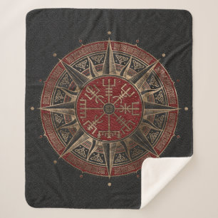 Couverture Sherpa Cuir noir et rouge boussole de Vegvisir - de