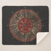 Couverture Sherpa Cuir noir et rouge boussole de Vegvisir - de (Devant (Horizontal))