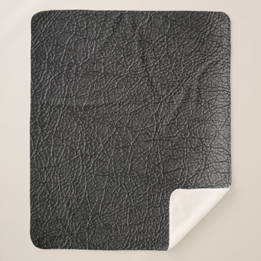 Couverture Sherpa Cuir noir : texture de closeup transparente. (Devant)