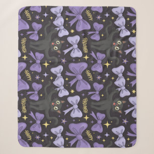 Couverture Sherpa Cuisine Éffrayante Chat Noir & Bow Halloween sans