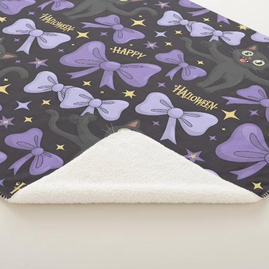 Couverture Sherpa Cuisine Éffrayante Chat Noir & Bow Halloween sans  (3/4)