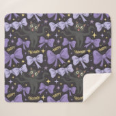 Couverture Sherpa Cuisine Éffrayante Chat Noir & Bow Halloween sans  (Devant (Horizontal))