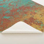 Couverture Sherpa Cuivre Turquoise Bleu Orange Texture Brown (3/4)
