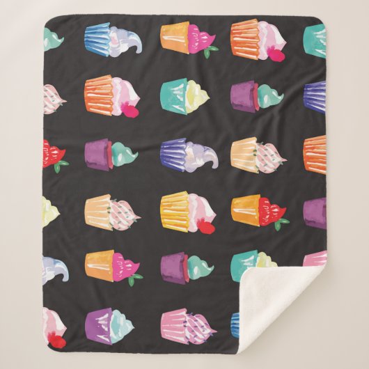 Couverture Sherpa Cupcakes aquarelle : Arrière - plan sans charme (Devant)
