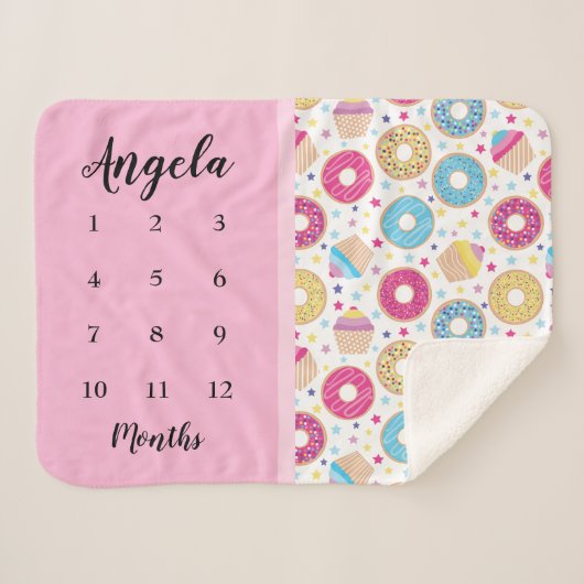 Couverture Sherpa Cupcakes & Donuts Milestone Photo Sherpa Blanket (Devant (Horizontal))