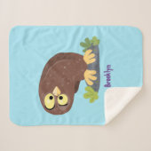 Couverture Sherpa Curieux et drôle dessin animé de chouette brune (Devant (Horizontal))