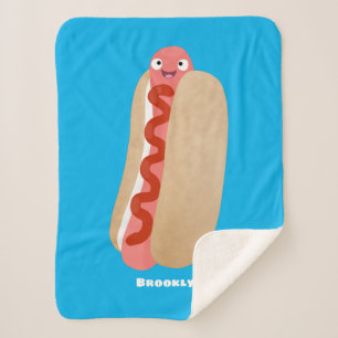 Couverture Sherpa Curieux hot dog Weiner dessin animé