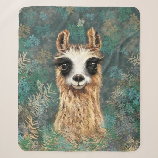 Couverture Sherpa Curieux Llama Bébé - Cute - (Devant)