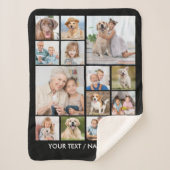 Couverture Sherpa Custom 14 Photo Collage Personalized Black (Devant)