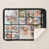 Couverture Sherpa Custom 14 Photo Collage Personalized Black (Devant (Horizontal))