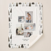Couverture Sherpa Custom 5 Photos Nom du collage Pins d'hiver (Devant)