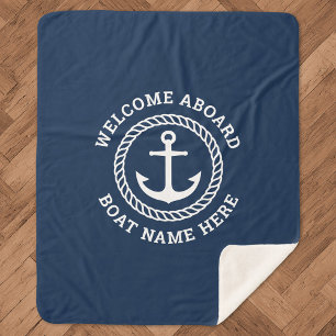 Couverture Sherpa Custom boat name welcome aboard anchor and rope
