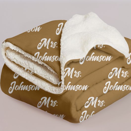Couverture Sherpa Custom Brown Mr & Mrs Blanket for Newlyweds Gift