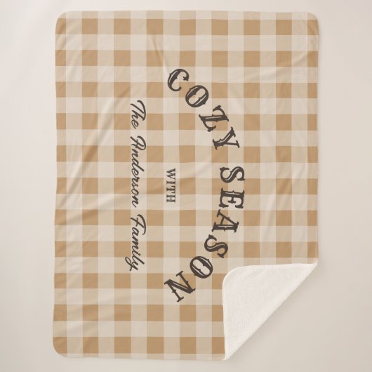 Couverture Sherpa Custom Brown Script Western Rustic Gingham Pattern (Devant)