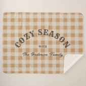 Couverture Sherpa Custom Brown Script Western Rustic Gingham Pattern (Devant (Horizontal))