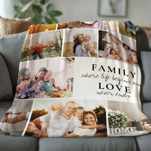 Couverture Sherpa Custom Family Love Photo Collage Modern Citation C