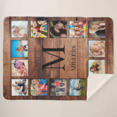 Couverture Sherpa Custom Family Photo Collage Reclaimed Wood (Devant (Horizontal))