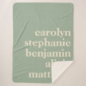 Couverture Sherpa Custom Grandchildren Names Stylish Rustic Sage  (Devant)