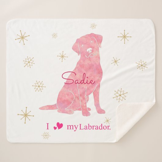 Couverture Sherpa Custom Labrador Retriever Christmas Rose Red (Devant (Horizontal))