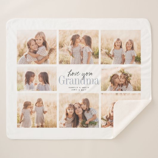 Couverture Sherpa Custom Love You Grand-mère Petits-enfants Collage  (Devant (Horizontal))