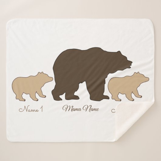 Couverture Sherpa Custom Mama Bear With 2 Kid Names Mothers Day Gift (Devant (Horizontal))