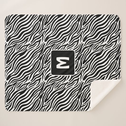Couverture Sherpa Custom Monogram Zebra Pattern (Devant (Horizontal))