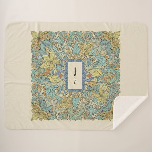 Couverture Sherpa Custom Name Luxury Zentangle Sherpa Blanket (Devant (Horizontal))